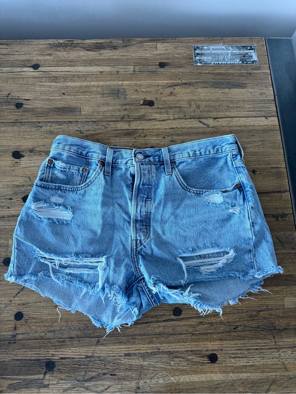 Levi’s High-Rise Distressed Women's Denim Shorts - Light Blue